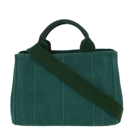 Prada Green Canvas Canapa Tote Handbag