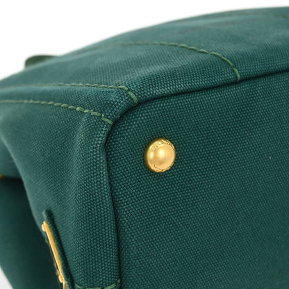 Prada Green Canvas Canapa Tote Handbag