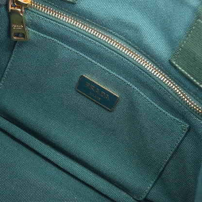 Prada Green Canvas Canapa Tote Handbag