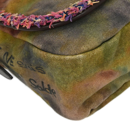 Chanel Khaki Canvas Graffiti On The Pavements Shoulder Bag