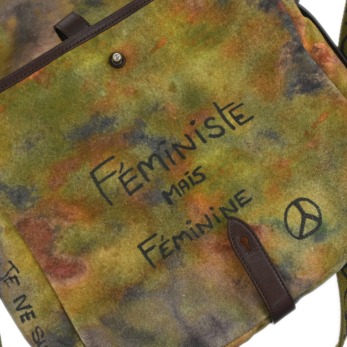 Chanel 2015-2016 Khaki Canvas Graffiti On The Pavements Shoulder Bag