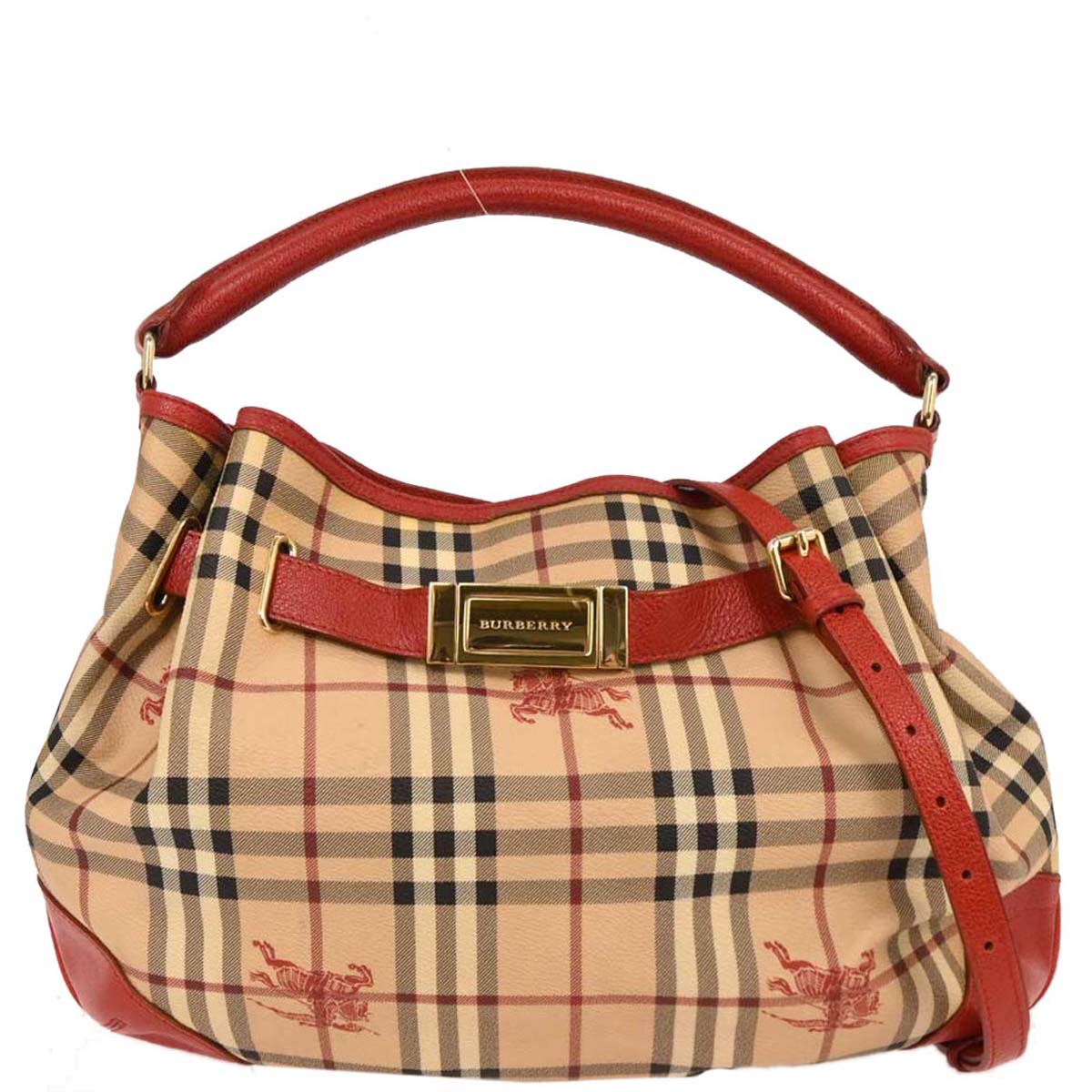Burberry Beige Red House Check Handbag