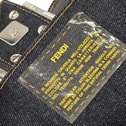 Fendi Blue Denim Beaded Baguette Handbag