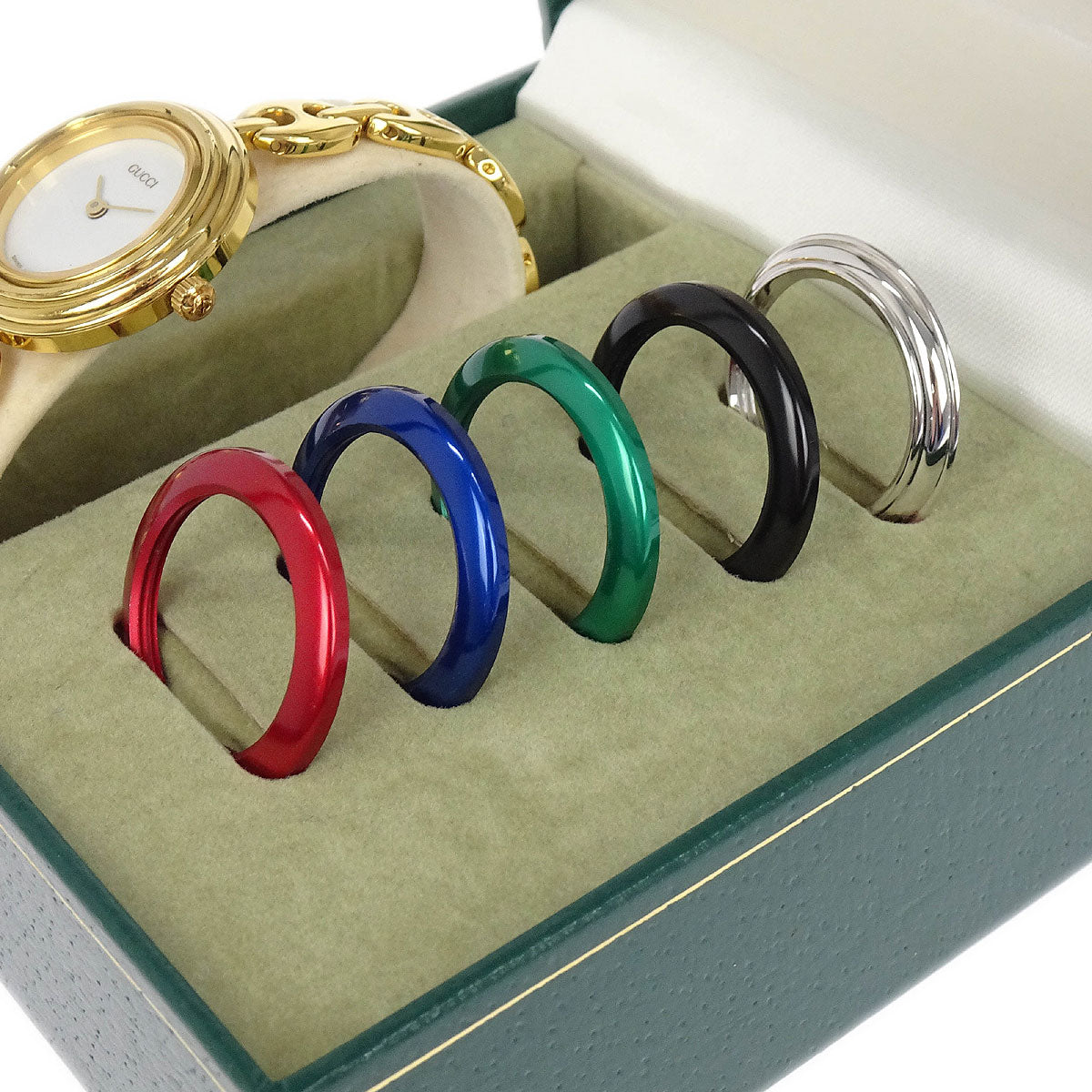 GUCCI 腕時計チェンジリング　カメレオン Gucci 11/12.2 Change Bezel Chameleon Quartz Watch SS – AMORE