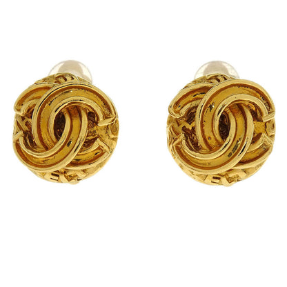 Chanel Button Earrings Clip-On Gold 95A