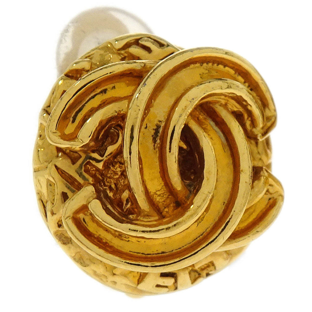 Chanel Button Earrings Clip-On Gold 95A