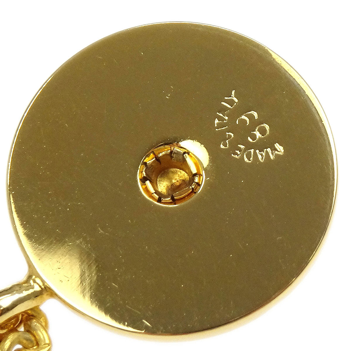 Celine Gold Chain Pendant Medallion Round Circle Necklace Rhinestone 89