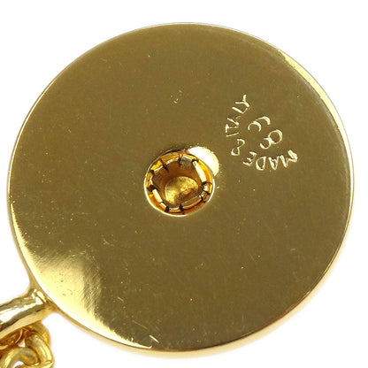 Celine Gold Chain Pendant Medallion Round Circle Necklace Rhinestone 89