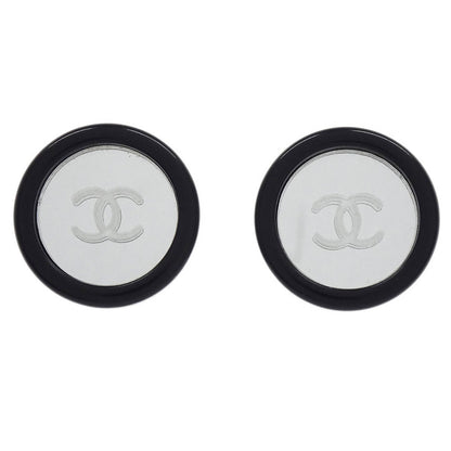 Chanel Button Earrings Clip-On Black 95C