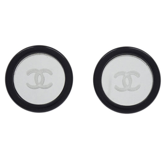 Chanel Button Earrings Clip-On Black 95C