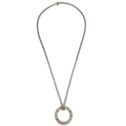 Celine Silver Chain Pendant Medallion Round Circle Necklace