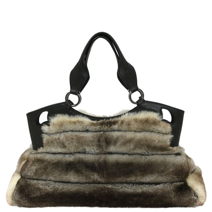 Cartier * Brown Rabbit Fur Marcello Handbag