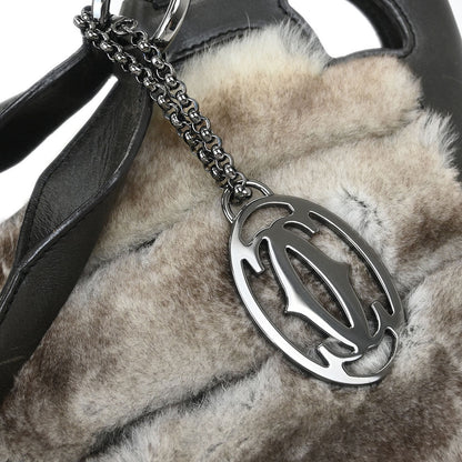 Cartier * Brown Rabbit Fur Marcello Handbag