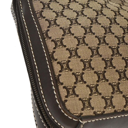Celine Brown Canvas Macadam Shoulder Bag