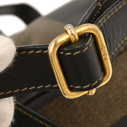 Fendi Brown Black PVC Pequin Backpack