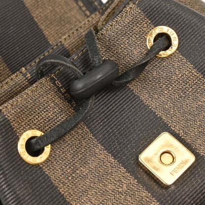 Fendi Brown Black PVC Pequin Backpack