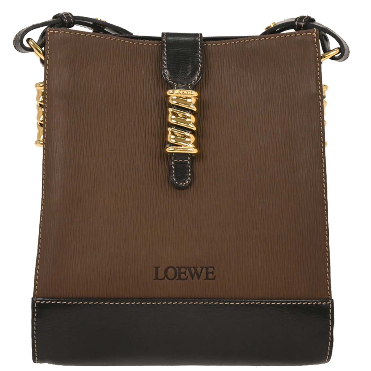 Loewe Black Brown Leather Velazquez Shoulder Bag