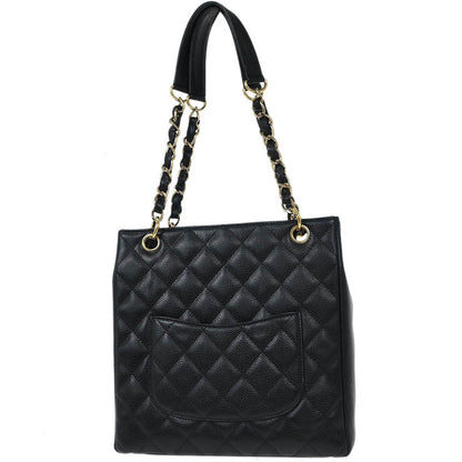 Chanel Black Calfskin Petite Shopping Tote PST Chain Handbag