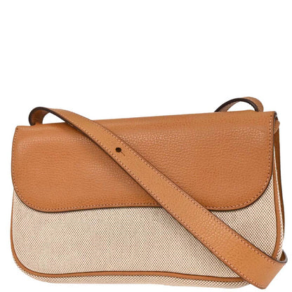 Hermes 2005 Beige Toile H Vache Liegee Sac Colorado PM Shoulder Bag