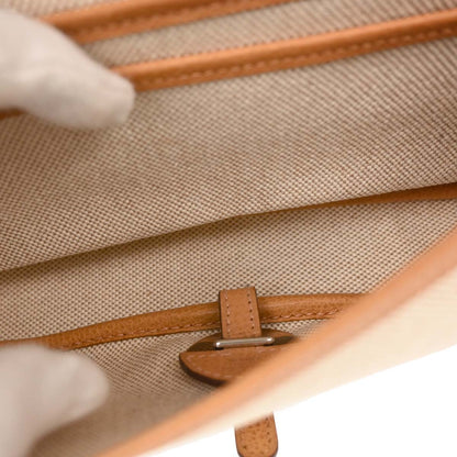 Hermes 2005 Beige Toile H Vache Liegee Sac Colorado PM Shoulder Bag