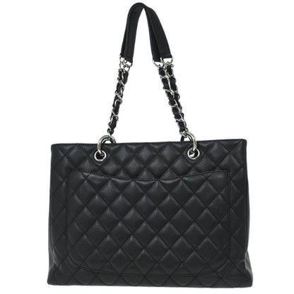 Chanel Black Calfskin Grand Shopping Tote GST Chain Handbag
