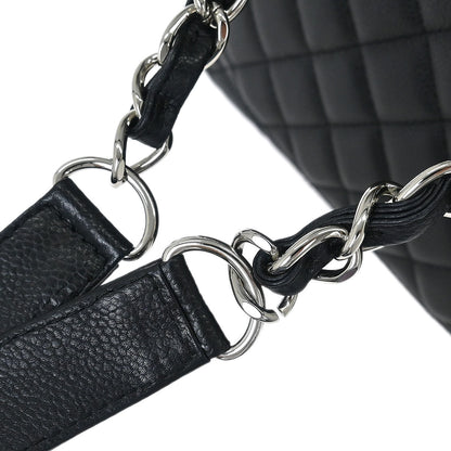 Chanel Black Calfskin Grand Shopping Tote GST Chain Handbag