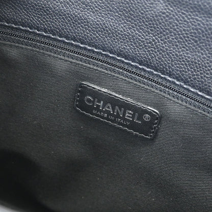 Chanel Black Calfskin Grand Shopping Tote GST Chain Handbag