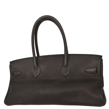 Hermes Ebene Taurillon Clemence Shoulder Birkin Handbag