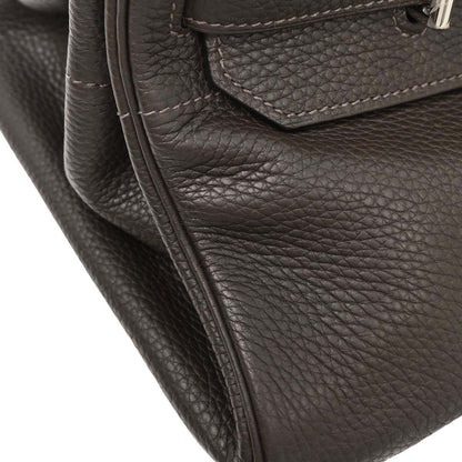 Hermes Ebene Taurillon Clemence Shoulder Birkin Handbag