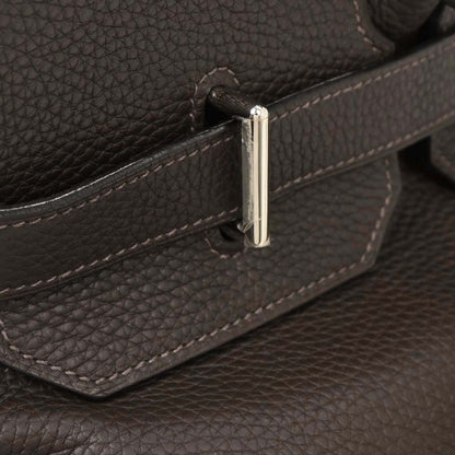 Hermes Ebene Taurillon Clemence Shoulder Birkin Handbag