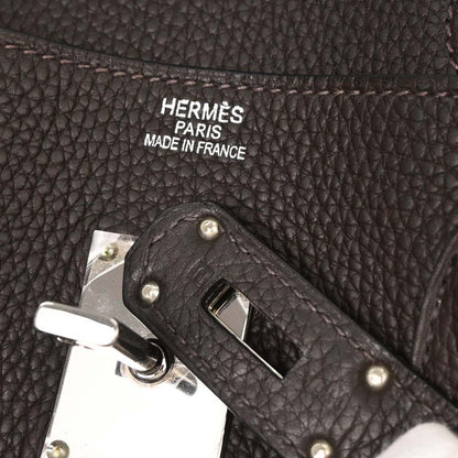 Hermes Ebene Taurillon Clemence Shoulder Birkin Handbag