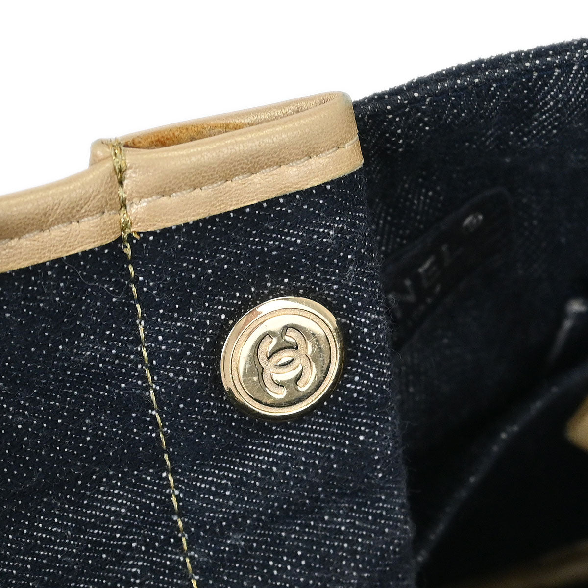 Chanel Navy Sparkling Denim Tote Handbag