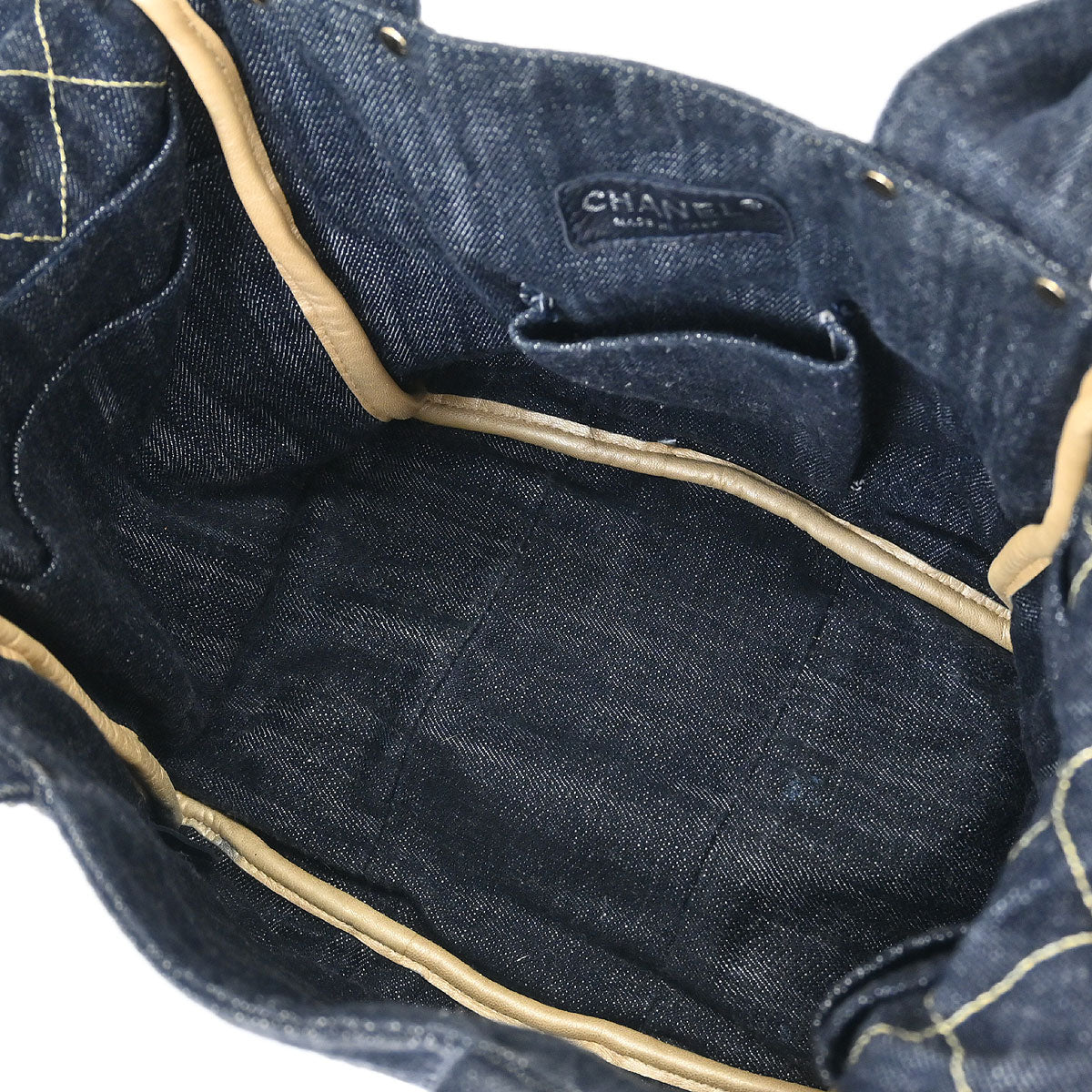 Chanel Navy Sparkling Denim Tote Handbag