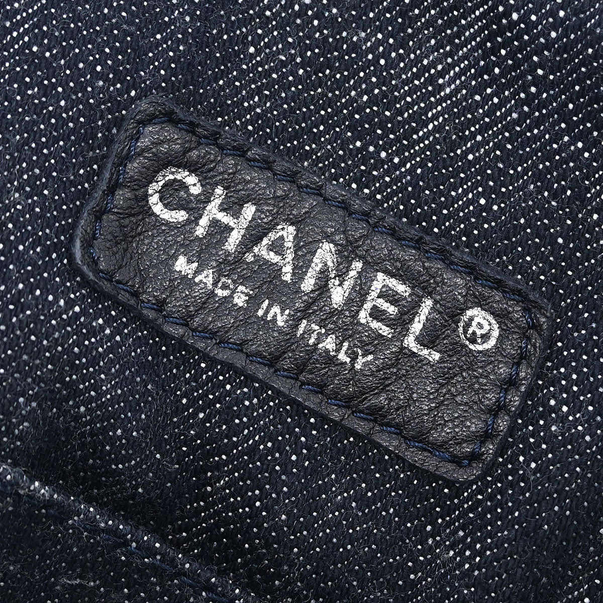 Chanel Navy Sparkling Denim Tote Handbag