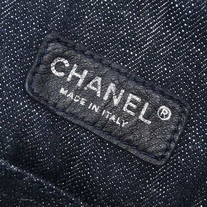 Chanel Navy Sparkling Denim Tote Handbag