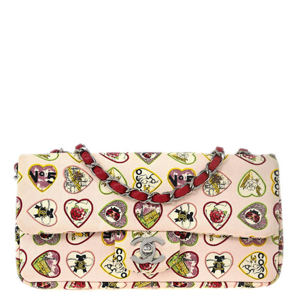 Chanel 2005-2006 Pink Canvas Valentine Chain Shoulder Bag