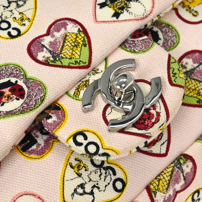 Chanel 2005-2006 Pink Canvas Valentine Chain Shoulder Bag