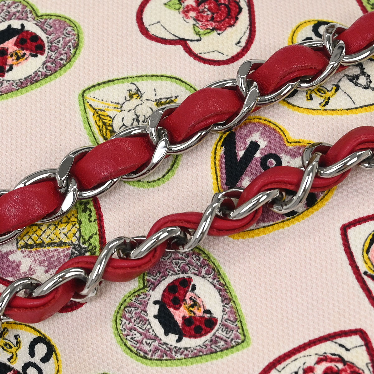 Chanel 2005-2006 Pink Canvas Valentine Chain Shoulder Bag