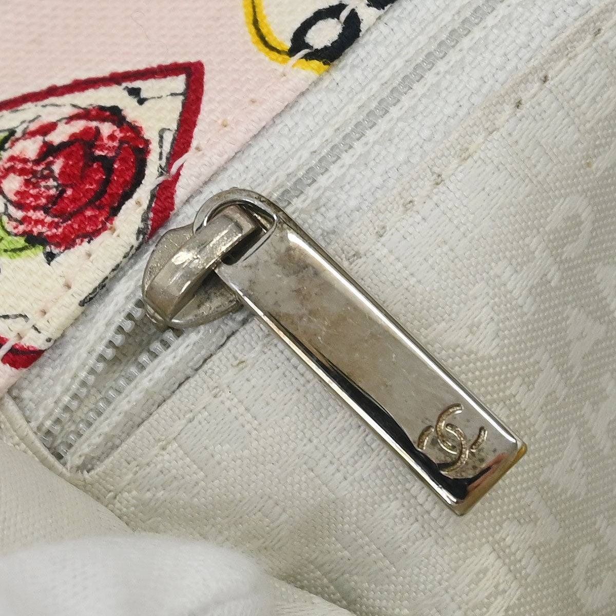 Chanel 2005-2006 Pink Canvas Valentine Chain Shoulder Bag