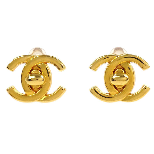 Chanel CC Turnlock Earrings Clip-On Gold Small 95A