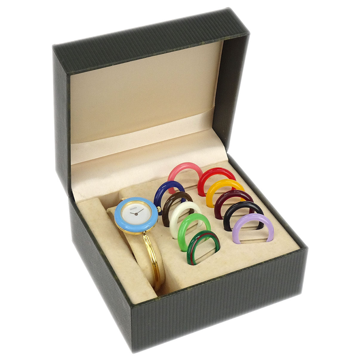 GUCCI 腕時計チェンジリング　カメレオン Gucci 11/12.2 Change Bezel Chameleon Quartz Watch SS – AMORE