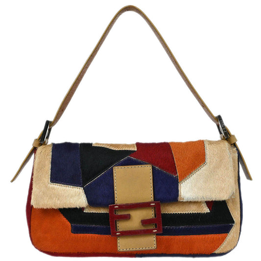 Fendi * Beige Pony Hair Baguette Handbag