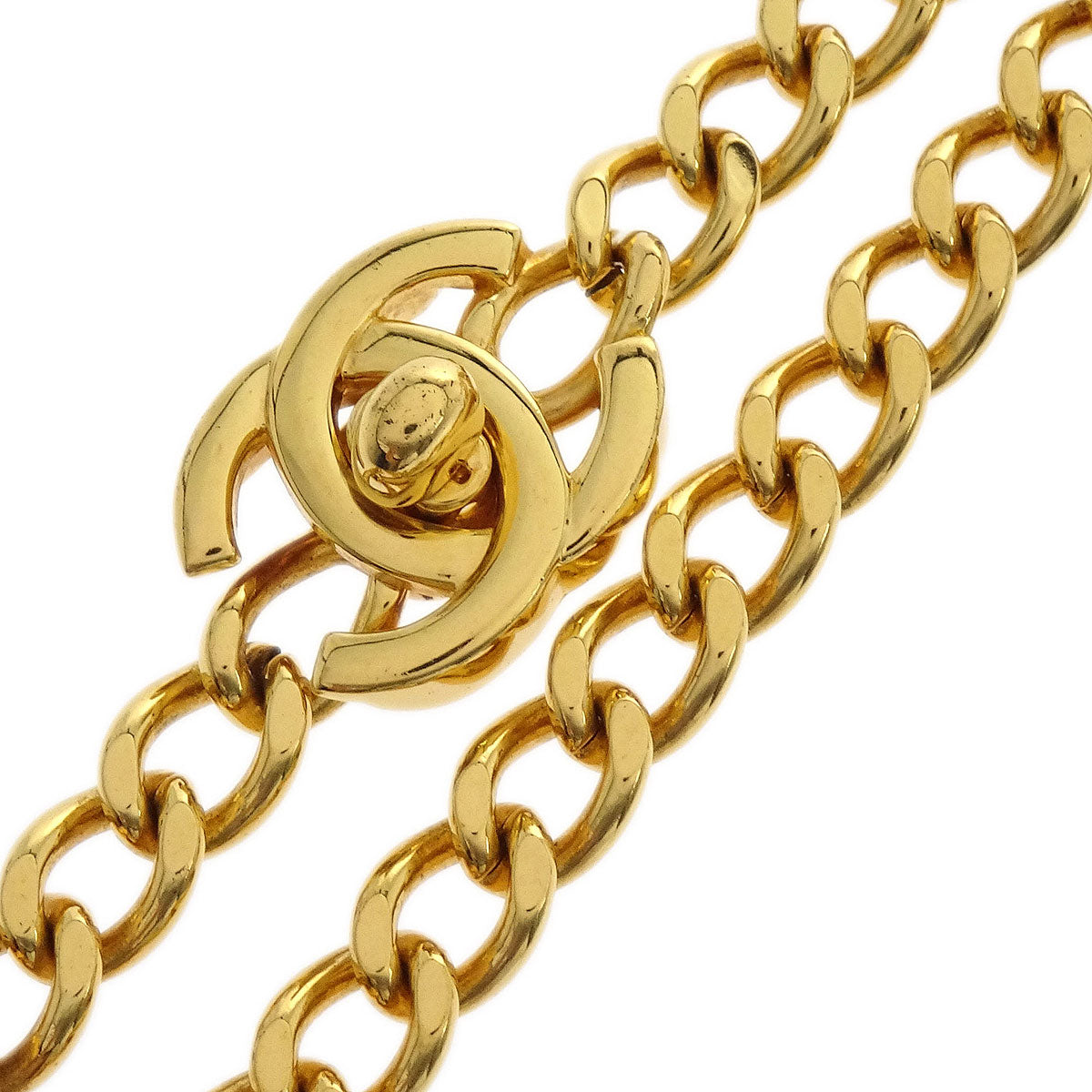 Chanel Turnlock Medallion Chain Pendant Necklace Gold 97P