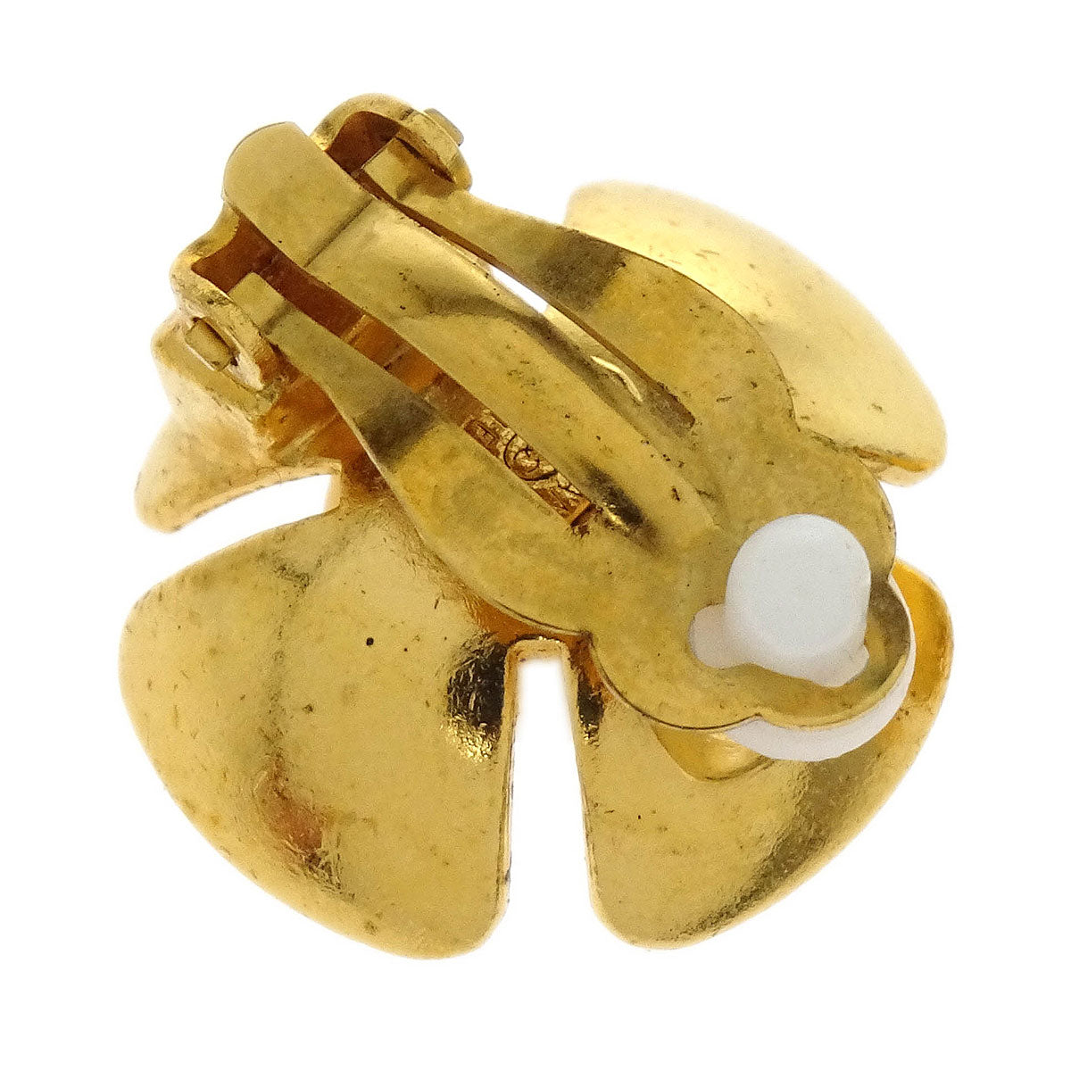 Chanel Costume Pearl Button Flower Earrings Clip-On 95A