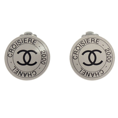 Chanel Button Earrings Clip-On Silver 00C
