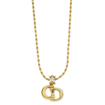 Christian Dior Necklace Pendant Gold Rhinestone