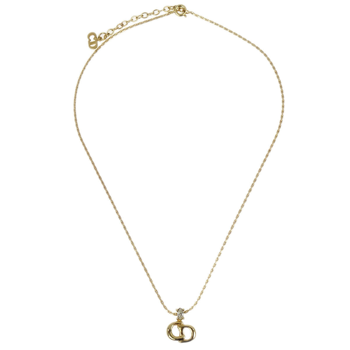 Christian Dior Necklace Pendant Gold Rhinestone