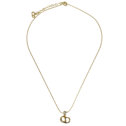 Christian Dior Necklace Pendant Gold Rhinestone