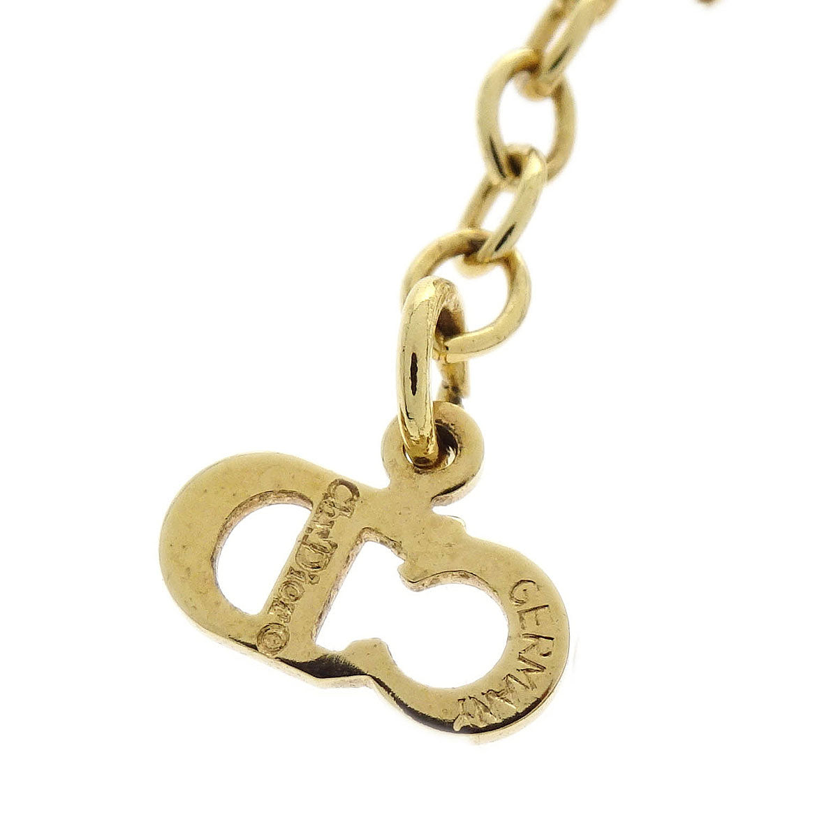 Christian Dior Necklace Pendant Gold Rhinestone