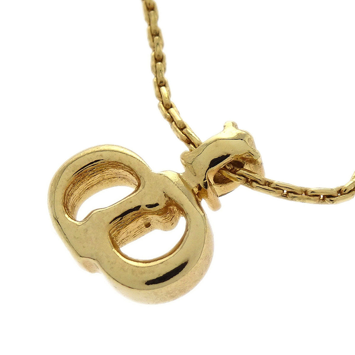 Christian Dior Necklace Pendant Gold Rhinestone